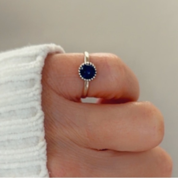 Sterling Silver Dainty Sodalite Ring - Picture 3 of 13